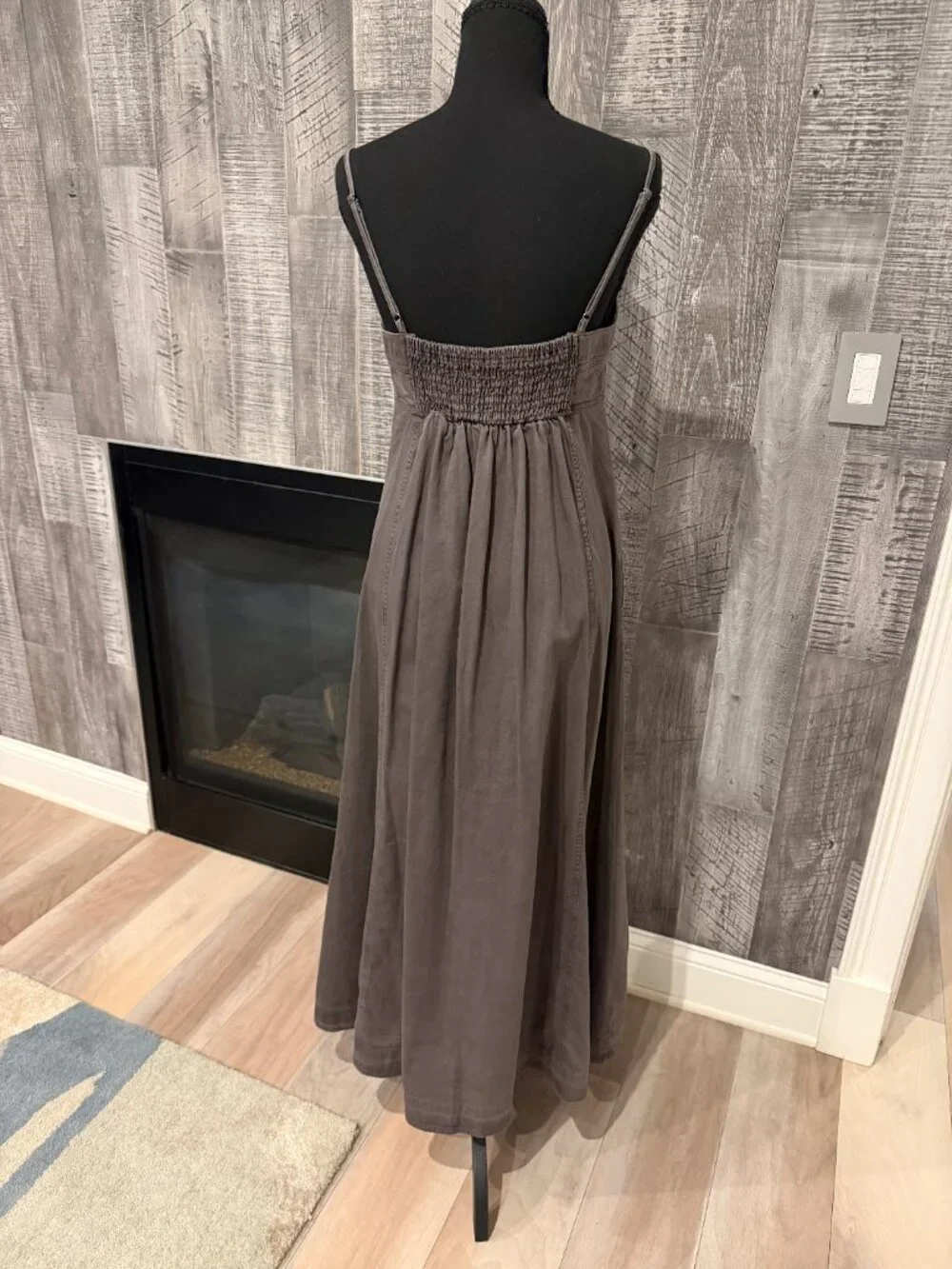 Like New never worm. Free People Gray Smocked Button-Front Maxi Dress - Size Sma